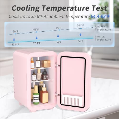 Mini Fridge, 6 Liter/8 Can 110V AC/DC Portable Thermoelectric Cooler Refrigerators for Bedroom, Skincare, Beverage, Office, Dorm Room and Car, Pink - View 7