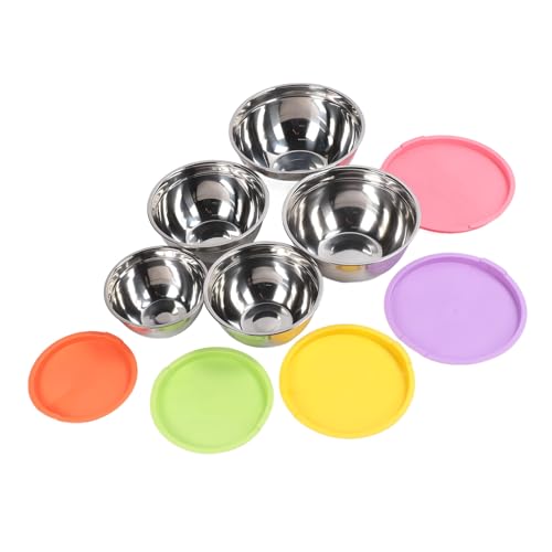 Juego de 5 tazones nesting con tapas acero inoxidable miniatura 1