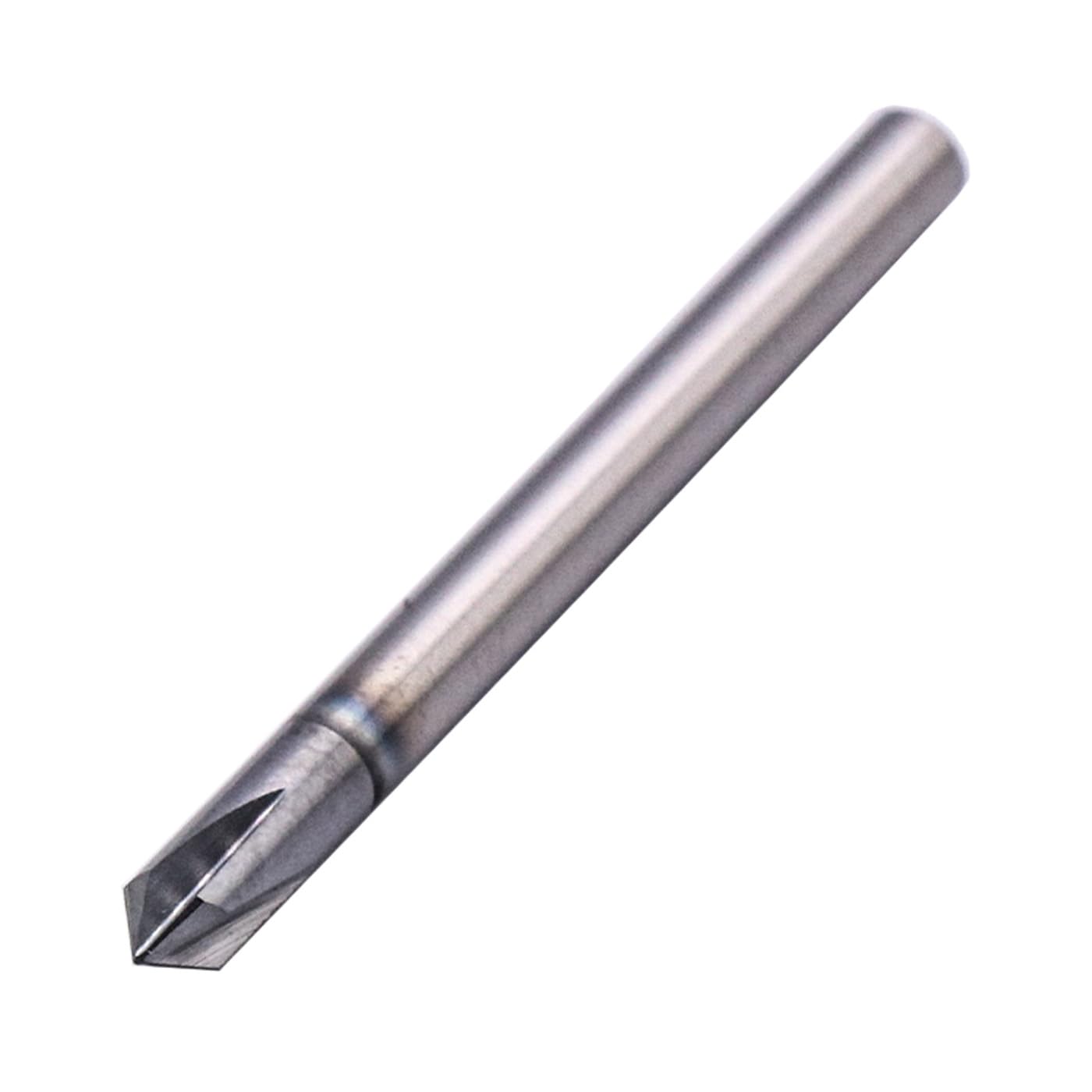 Solid Carbide Chamfer End Mill(5Pcs, 1/8") - AlTiN Coated, 4 Flute, 90° Chamfer Angle, 1/8" Shank 1-1/2" OAL, Single End, V Groove Router Bit for Milling Alloy Steel, Hardened Steel, Iron, Copper