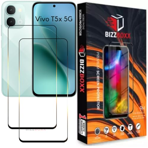 Image of Screen Guard For Vivo T5x 5G Tempered Glass Screen Protector Guard - HD Clarity, Anti-Fingerprint Temper Guard (For Vivo T5 x - 6.76 inch) With Installation Kit - Pack of 2