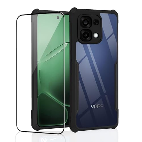 Image of Back Cover Case + Screen Protector for Oppo F31 5G | Transparent Black | TPU & PC Anti Yellow Mobile Phone Case Cover for Oppo F 31 / F31 5G | 360 Degree Protection