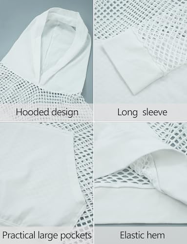 FEOYA Men Fishnet Top Sheer See Through Hoodie Mesh Club Workout Shirts Pullover4