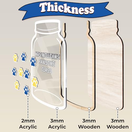 Image of Personalized Wooden Reward Jar Potty Traning for Kids, Paw Print Reward Jar System with Acrylic Tokens, Good Behavior Responsibility Jars for Boys & Girls, Ideal for Classroom System Decor
