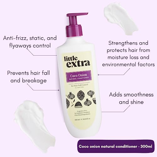 Little Extra Coco Onion Natural Conditioner (300ml) - For Hair Fall Control | Sulphate & Paraben Free | Suitable for Women & Men | with Coconut and Onion