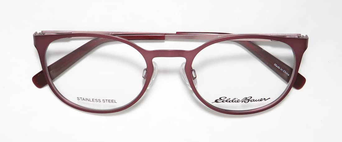 Eddie Bauer 32205 Womens/Ladies Oval Full-Rim Flexible Hinges Eyeglasses/Eyewear (49-19-135, Wine)