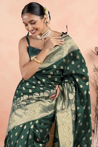 Image of Subham Women Saree Chandrakor Paithani Silk Cotton | Soft Daily Wear Golden Zari Sari with Unstitched Blouse
