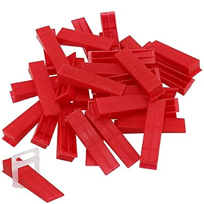 FUNSUEI 600 PCS Tile Leveling Wedges, Reusable Wedges, DIY Leveling System Wedges for Tile and Stone Installation, Fits 1/8, 1/16, 1/32 Inch Spacers, Red