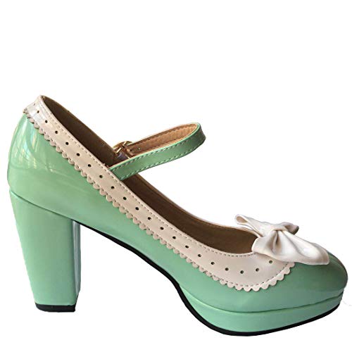HILIB Woman's High Heel Lolita Shoes Cute Bowknot Mary Jane Shoes3