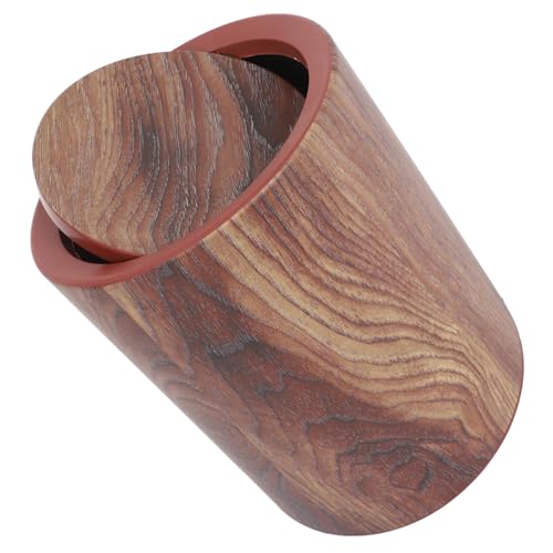 Caneca de basura rectangular con tapa abatible y diseño madera miniatura 1