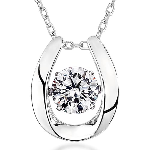 ARINZA Moissanite Necklace for Women, 1 Ct 925 Sterling Silver Dancing Diamond Pendant, 18+2 Inch Chain, Valentine’s Day Christmas Gift for Her, Wife, Mom, Anniversary, Birthday