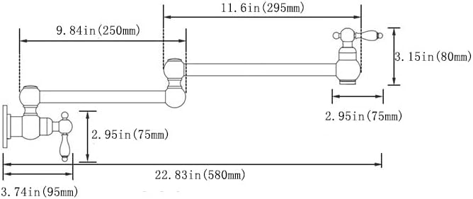 Antique Solid Brass Wall Mounted Folding Double Switch Foldable Kitchen Sink Pot Filler Faucet Brushed Gold