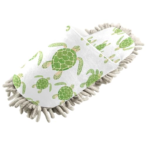 Kigai Sea Turtles Mop Slippers for Floor Cleaning, Slippers for Women Men, Microfiber Floor Cleaning, M