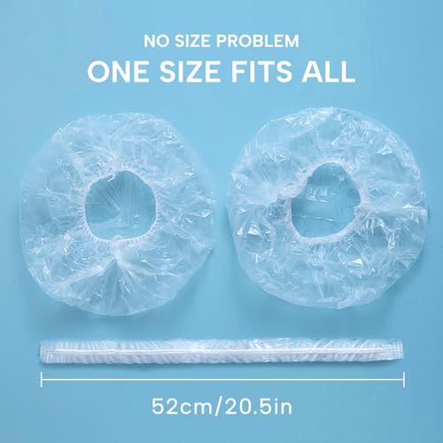 YIZIJIZI 30PCS Disposable Shower Caps, Large Thick Clear Waterproof Shower Cap for Women, large Size 20.5', Home Use, Spa, Hotel and Hair Salon, Clear Shower Caps for Travel
