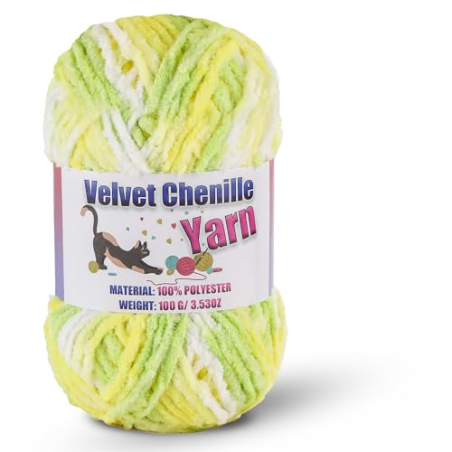 Image of Fluffy Chenille Yarn for Crocheting, Chunky Velvet Yarn for Crochet Amigurumi, Used for Making Baby Yarns Blanket, Clothes, Pattern Knitting Creations (1-Colorful-A)
