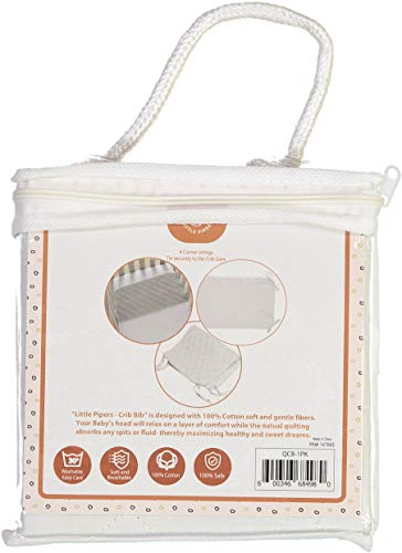 Image of Abstract Quilted Portable Crib Bib Sheet Saver | Safe, Soft & Breathable 24.5 inch X 13 inch (1 Pack, White)