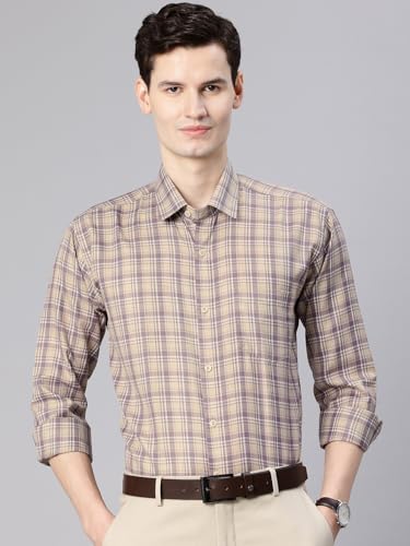 Image of Majestic Man Men's Pure Cotton Slim Fit Checkred Full Sleeve Classic Collar Everyday Formal Shirt
