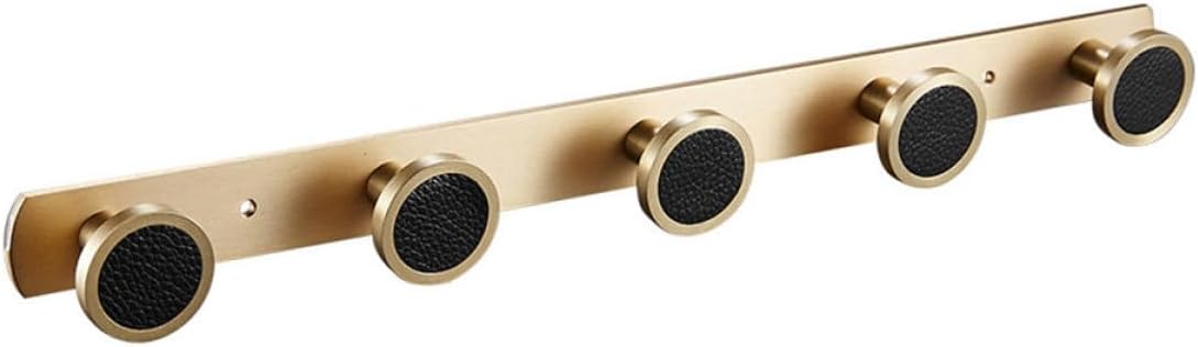 Nordic Style Brass Row Clothes Hanging Hook, Elegant Black 5-Hook Rack for Bathroom Wall, Door Mounted Home Storage Organizer