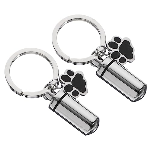 CIYODO 2個 ペット壷 再利用可能 記念 犬の爪切り ぬいぐるみ ペットの足火葬ジュエリー 鎖 ペット骨壷ペンダント バッグ付き ステンレス製の犬用骨壷 ペットの骨灰ホルダー ステンレス鋼