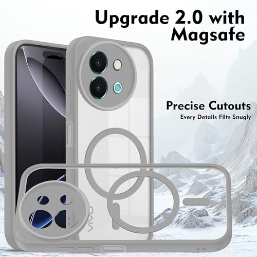 Image of V-TAN Back Cover for Vivo T3X 5G | TPU | Transparent Crystal Clear Magnetic Case Compatible with T3X | Camera Protective Shockproof Mobile Cover Design (Grey)