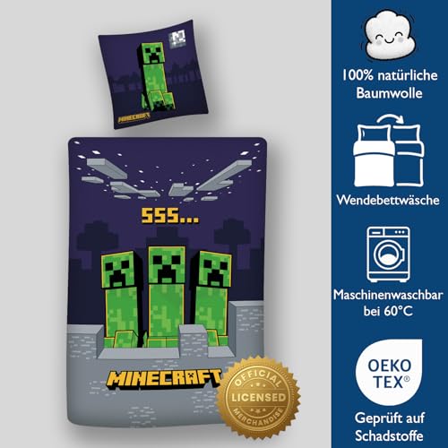 Linge de Lit Minecraft Réversible Creeper Confort Certifié Oeko-Tex - 6