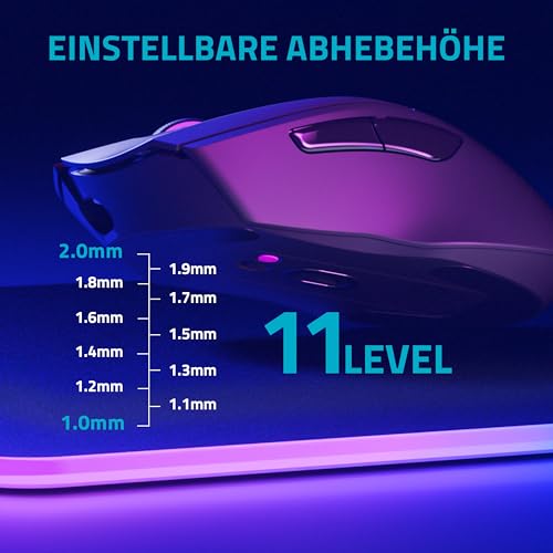 V30PRO - Mouse da gioco wireless 2,4 GHz ad alte prestazioni con sensore ottico da 26000 DPI, accelerazione 50 G, 650 IPS, durata della batteria fino a 160 ore, PC/Mac - nero - Mouse gaming - Immagine 8