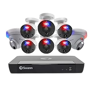 Swann Home Security Camera System w/ 2TB HDD, 16 Channel 8 Cam, POE Cat5e NVR 4K HD Video, Indoor Outdoor Wired Surveillance CCTV, Color Night Vision, Heat Motion Detection, Flashing LED, 1689806B2D