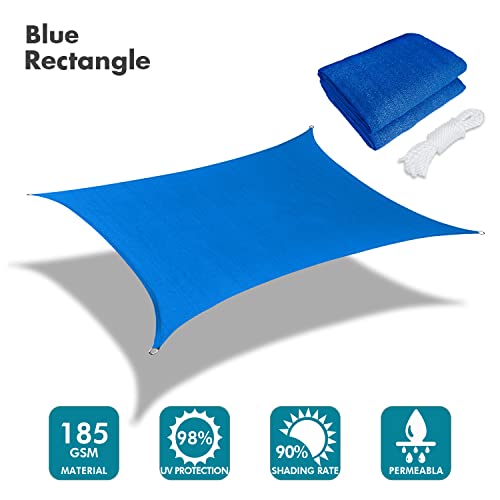 Image of KANAGAWA 6'X9' Sun Shade Sail Blue Curved Rectangle Customizable