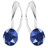 **Beforya Paris** *IMPECCABLE BRILLANTS* Silber 925 *Viele Farben* - Ohrringe mit Kristallen von Swarovski® - Schön Ohrringe Damen Ohrhänger - Wunderbare Ohrringe mit Schmuckbox PIN/75 (Royal Blue)