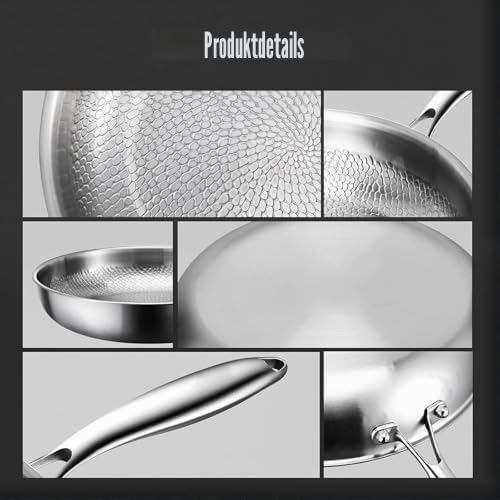 Bratpfanne aus 100 % reinem Titan, antihaftbeschichtet, 26 cm, gehämmertes Nutri-Kochgeschirr, spülmaschinenfest, ideal für alle Herde & Öfen, inklusive Deckel für vielseitiges Kochen
