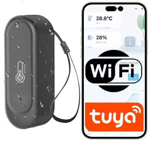 Sone Smart One WiFi Outdoor Thermometer with App, Temperature and Humidity Sensor Outdoor, Tuya Smart Life, IP65, Black, Battery Operated, WiFi Thermometer Outdoor - 1