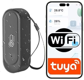 Sone Smart One WLAN Außenthermometer mit App, Temperatur- und Feuchtigkeitssensor außen, Tuya Smart Life, IP65, schwarz, batteriebetrieben, WiFi Thermometer Outdoor