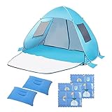 Tienda de campaña tipo túnel para la playa, cojín hinchable y manta de hielo.