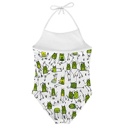 KiuLoam Funny Green Frogs Girls One-Piece Swimsuit Quick Dry Beach Swim Bathing Suit for 3-8 Years Little Girls2