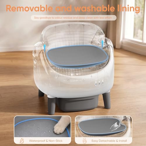 Image of Self Cleaning Cat Litter Box, Open-Top Automatic Cat Litter Box with App Control, Large Capacity for Multiple Cats, Dual Safety Sensors, Easy Setup, Replaceable Waste Liners