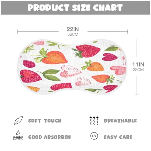 Strawberries and Hearts Burp Cloths Cotton Baby Washcloths,Large 22x11in Burping Cloth Absorbent and Soft for Newborn Baby Boys and Girls,1 Pack4