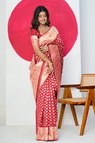Image of Subham Saree for Woman Silk Cotton Kanjivaram | Soft Easy to Drape Daily Wear Sari with Blouse Fabric