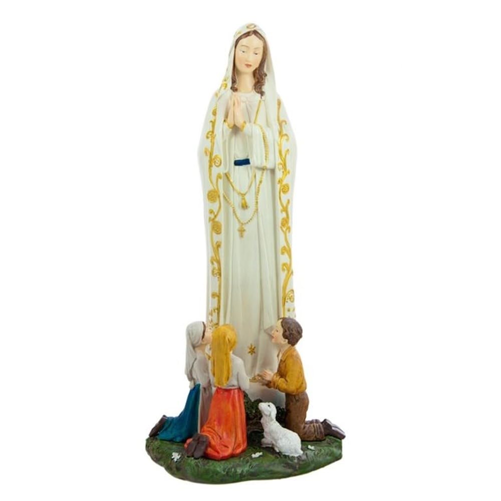 Virgen de Fátima figura 43 cm. escultura con niños resina