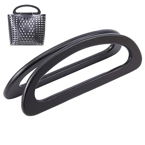 WADORN 2 Stück Taschengriffe aus Holz für die Taschenherstellung, Holz D-förmiger Handtaschengriff Ersatzholz Handtaschengriff DIY Handgemachter Taschengriff für Häkeltasche, 23.5 x 8.8 cm, Schwarz