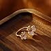 Kokoma Crystal Clover Statement Ring for Women Cubic Zirconia Heart Floral Stacking Ring Flower Wrap Finger Rings Adjustable Engagement Band Fashion Jewelry