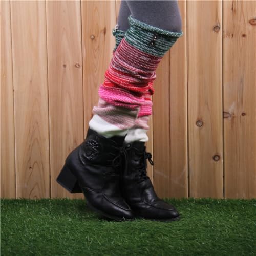 Knitted Leg Warmers for Women Boho Warm Long Leg Sleeve Fashion Rainbow Leg Warmer2
