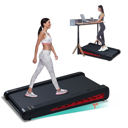 Image of 7 Incline Walking Pad Treadmill - Portable Compact Treadmills Under Desk Treadmill, Incline Treadmills for Home Office, Upright Stand, 2.55HP Portable Treadmill with 220 lbs Capacity，LED Display