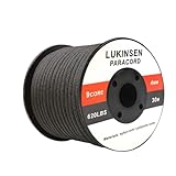 Lukinsen パラコード 9芯 4mm 30m パラシュートコード 耐荷重280kg ガイロープ テントロープ キャンプ アウトドア アクセサリー制作用 (黒, 30m)