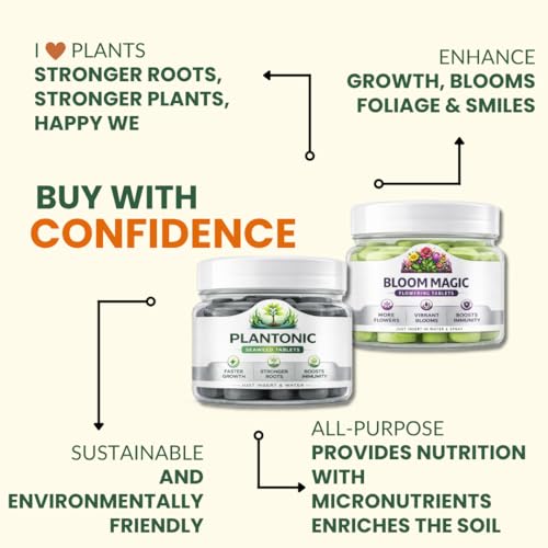 Image of Plant Growth Booster & Flower Booster Tablets Combo | Seaweed + Micronutrient Tablets | Indoor & Outdoor Plants | Bloom Magic & Plantonic | Plant Food for Balcony, Terrace & Home Garden