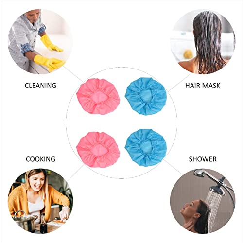 Image of Shower Cap Reusable Waterproof for Bathing Swimming (2)| Loofah for bathing Men and Women (2)| Body Wash Face Sponge (1)| Pumic Stone Foot Elbow Scrubber (1) Combo of 4 (unit 6)
