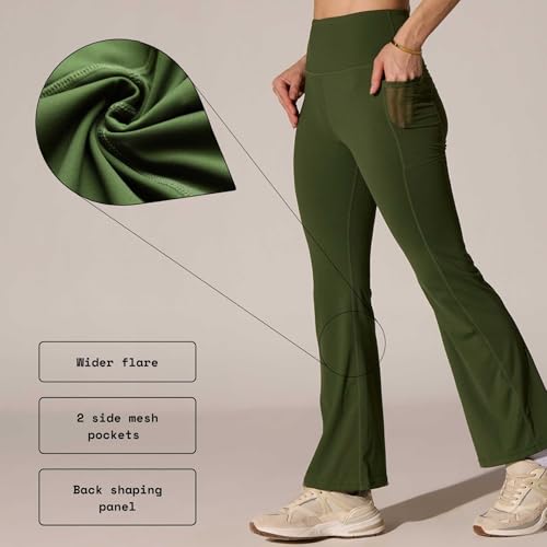 Image of CAVA Women's All Day Flex Flare Pants | High-Waist Flared Yoga Pants with Wide Waistband, 3 Pockets & Anti-Camel Toe | Stretchy, Flattering Activewear for Work & Everyday Wear