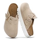 Project Cloud Genuine Leather Platform Clogs for Women Footwear - Memory Foam Arch Support Cork Footbed Casual Shoes & Mules for Women 2025 (Benton Chunky, BEIG, 8)