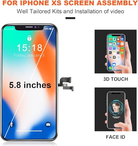 Moautodc For Iphone Xs Screen Replacement Kit: Moautodc 5.8 Inch Screen For Iphone Xs Lcd,For Iphone Xs Display 3D Touch Digitizer With Full Repair Tools thumb #1
