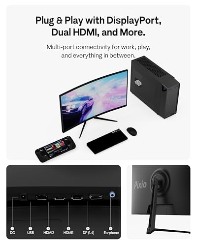 Image of Pixio PXC279 Wave 27 inch 300Hz Refresh Rate FHD 1080p Resolution 1650R Curved Fast VA Panel 1ms GTG Response Time Adaptive Sync HDR Curved Gaming Monitor