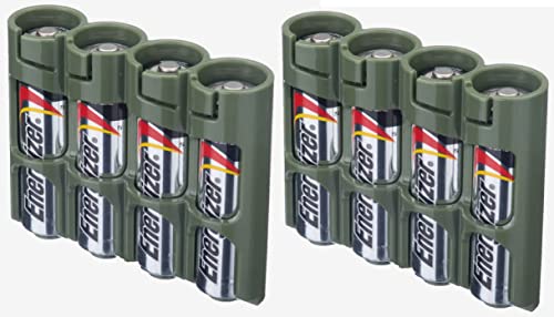 Storacell AA Battery Storage Caddy (2 Pack), Military Green, Holds 4 Batteries (Not Included)