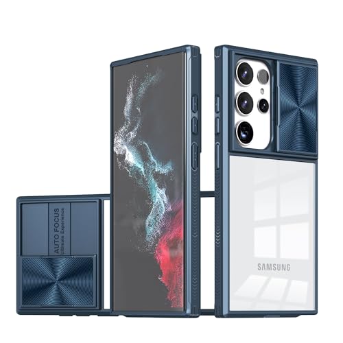 Colala Funda para Samsung Galaxy S25 Ultra Protección de Cámara Deslizante Carcasa, Material de PC + TPU Antideslizante Resistente a Golpes Antirrayones,Azul